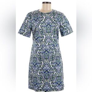 Boden Blue and Green Floral-Print Mini Dress
